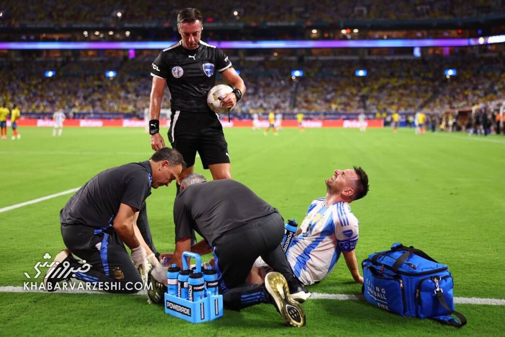 تصویری دلخراش از مصدومیت مسی/ مچ پای متورم اسطوره و اشکهایش در کوپا آمریکا +تصاویر