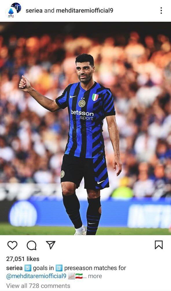 عکس| ذوقزدگی صفحه رسمی سریآ ایتالیا از درخشش طارمی