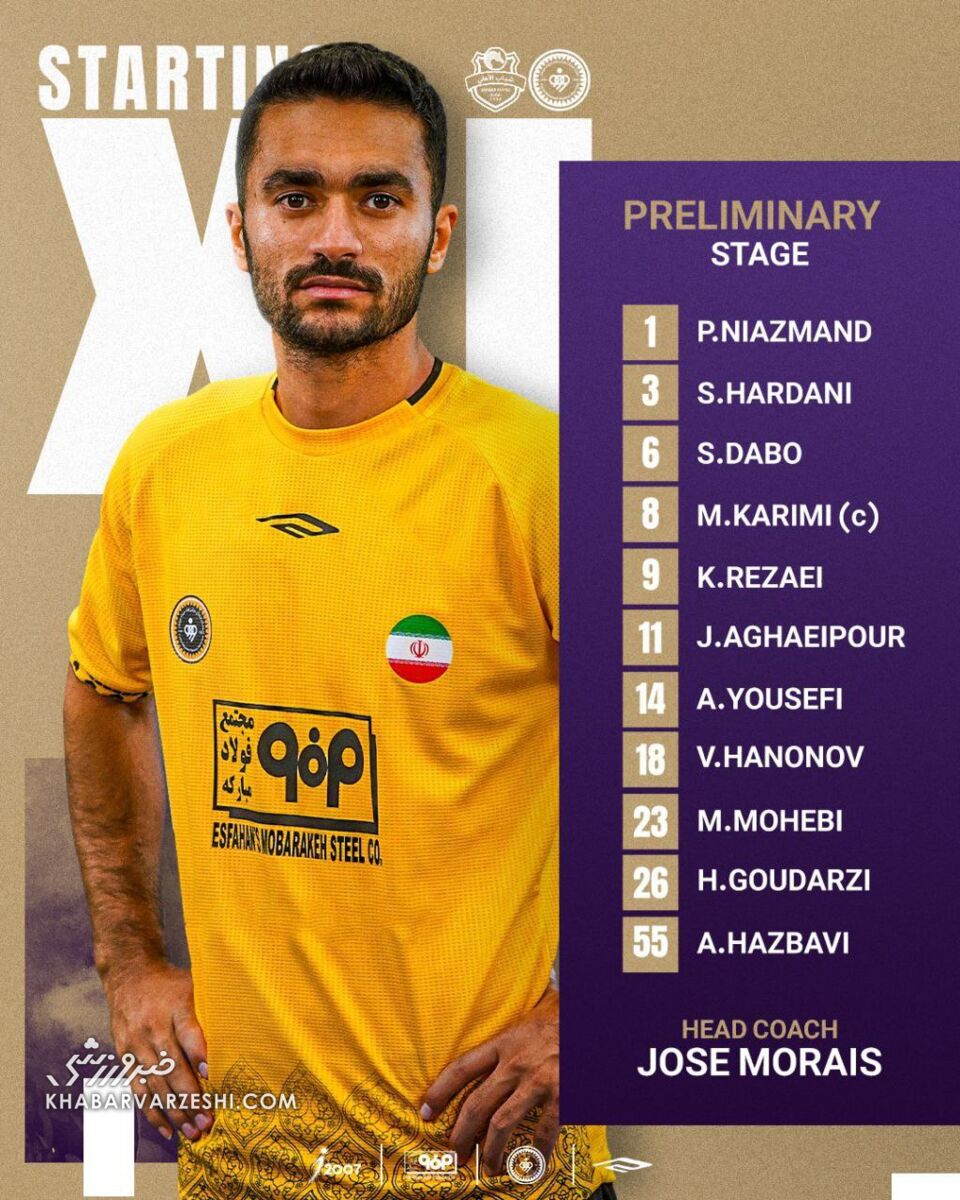 ترکیب سپاهان مقابل شبابالاهلی اعلام شد/ جدا شدههای پرسپولیس و استقلال در تیم مورایس فیکس شدند +عکس