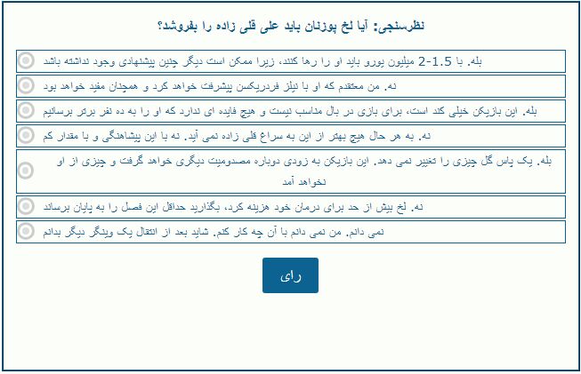 نظرسنجی یک سایت لهستانی برای آینده قلیزاده/ این بازیکن را به پرسپولیس بفروشند؟