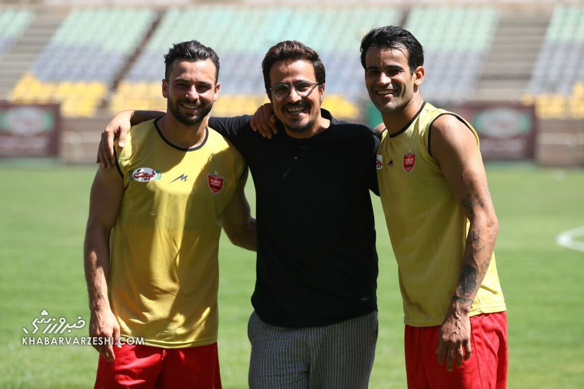 عکس| تمرین ۱۰۰ دقیقهای پرسپولیس در کنار ستاره سینما