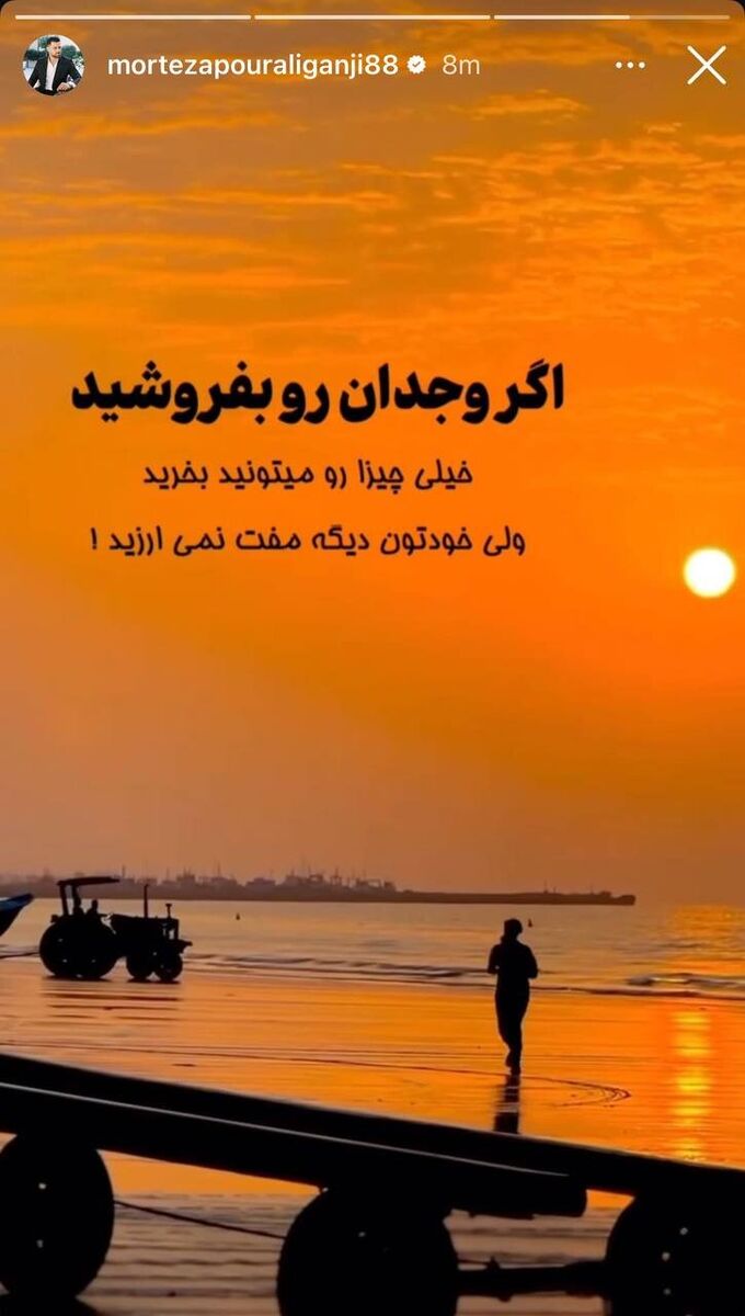 عکس| کنایه سنگین پورعلی گنجی به بیرانوند؛ دیگه مفت نمیارزید!