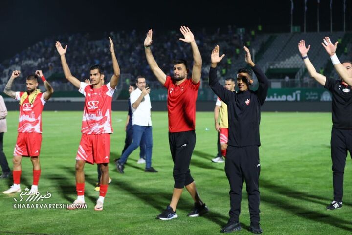 شادی بازیکنان پرسپولیس؛ استقلال - پرسپولیس (دربی تهران)