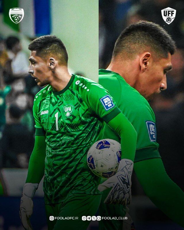 عکس| پوستر باشگاه فولاد برای دروازهبان ازبکستانی؛ عقاب فولادی