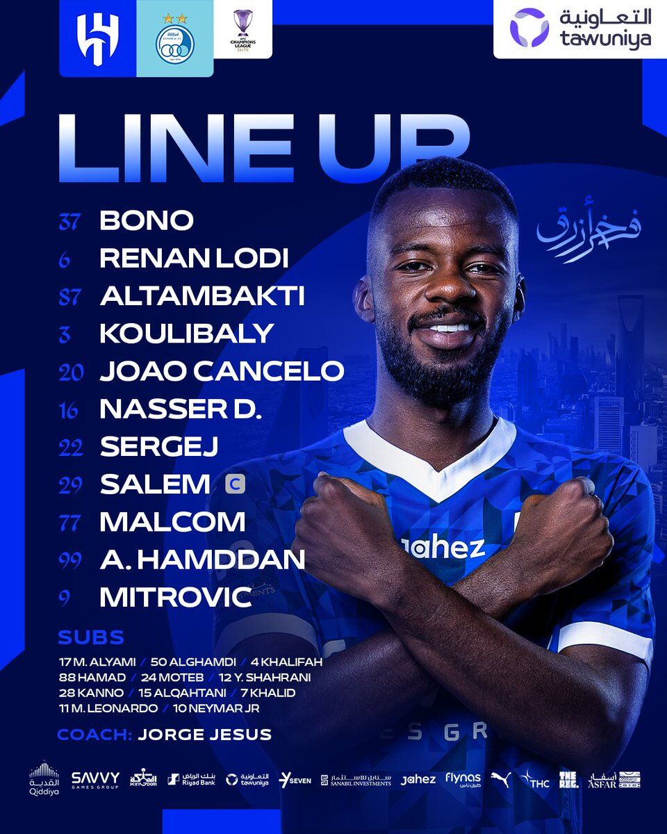 ترکیب الهلال مقابل استقلال/ نیمار نیمکتنشین شد