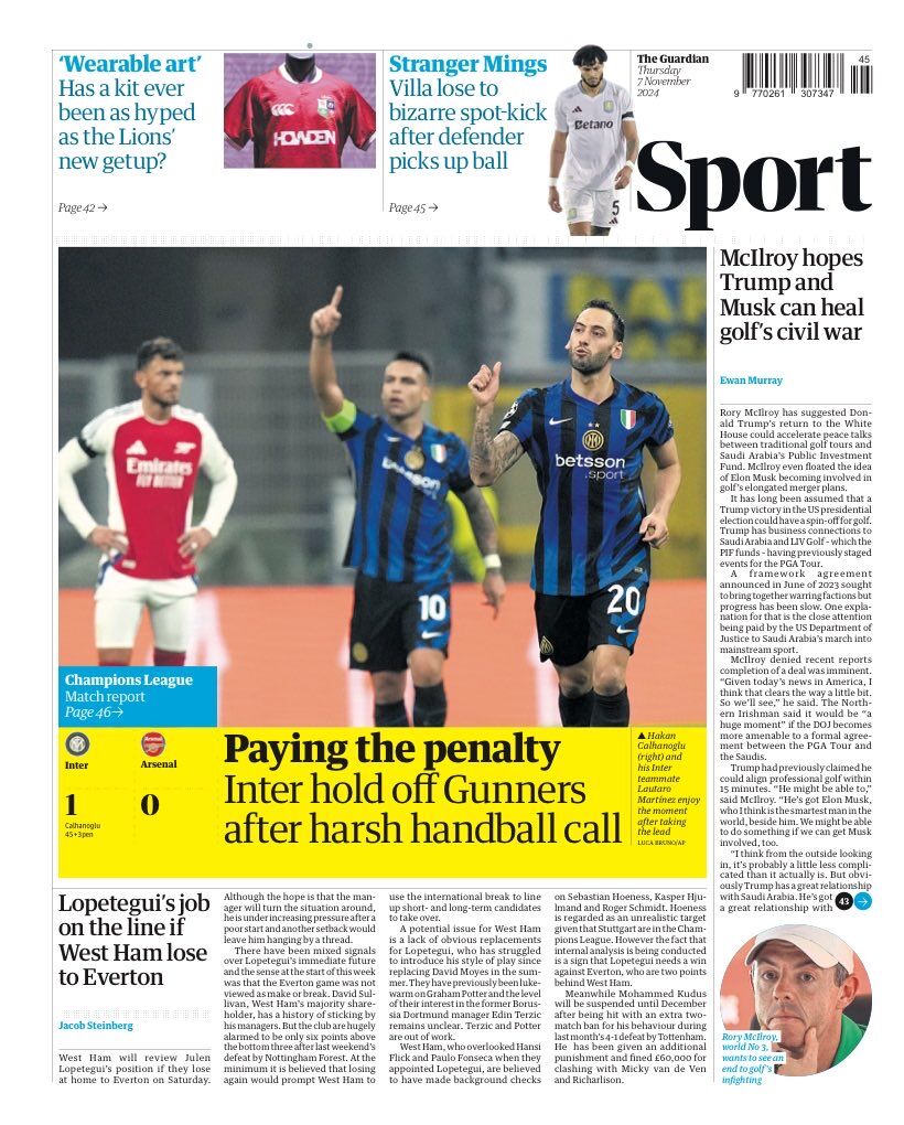 روزنامه گاردین| بهای پنالتی روزنامه گاردین| بهای پنالتی