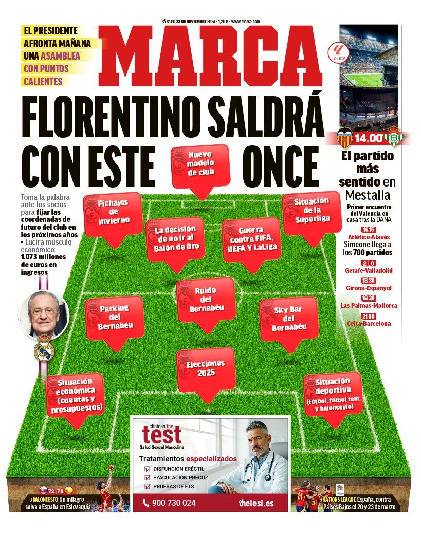 روزنامه مارکا| فلورنتینو با این یازدهتا شروع خواهد کرد روزنامه مارکا| فلورنتینو با این یازدهتا شروع خواهد کرد