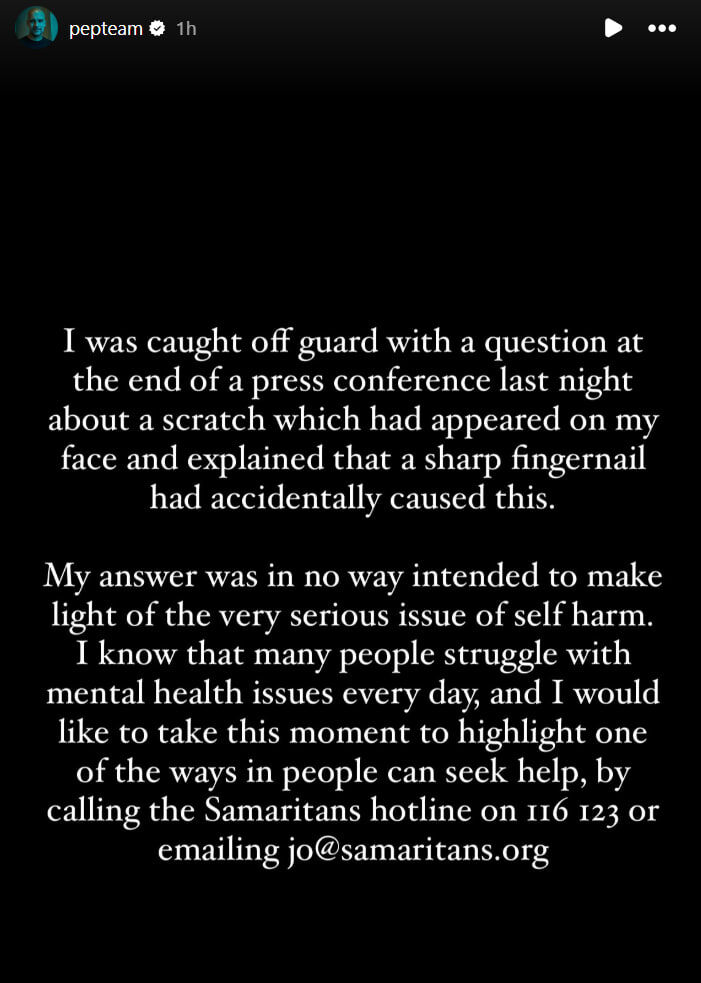 بیانیه پپ گواردیولا بعد از چنگ زدن خودش: از حرفهایم برداشت اشتباهی شد +عکس