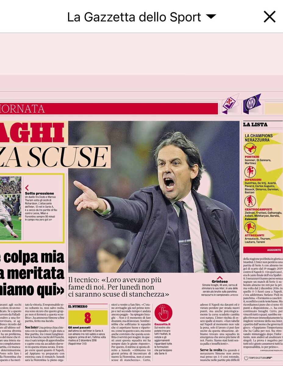 سرمربی طارمی باخت را گردن گرفت؛ اینزاگی: شکست، تقصیر من است؛ اما کارمان اینجا تمام نمیشود!