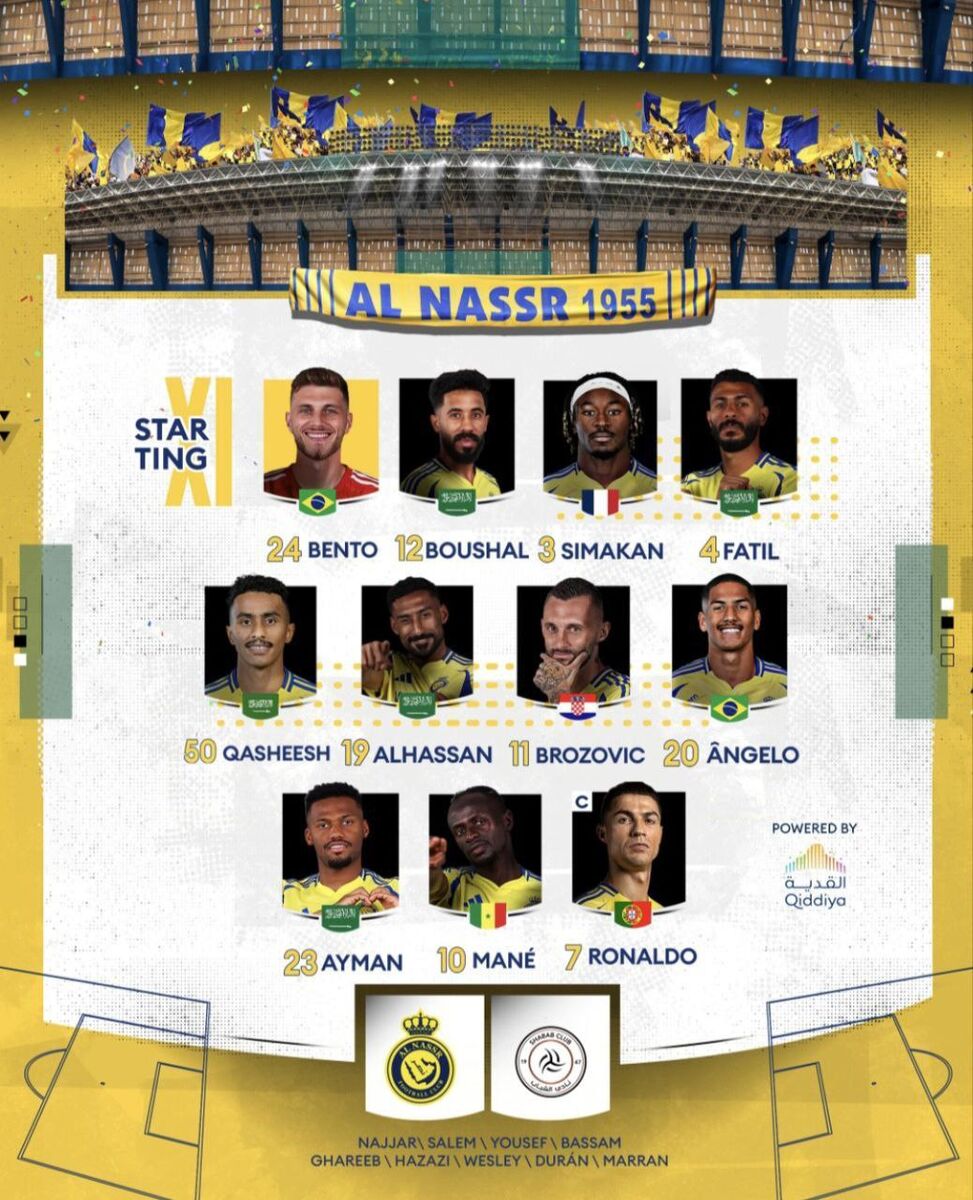 آخرین ترکیب النصر پیش از دیدار با استقلال، دوران نیمکتنشین شد