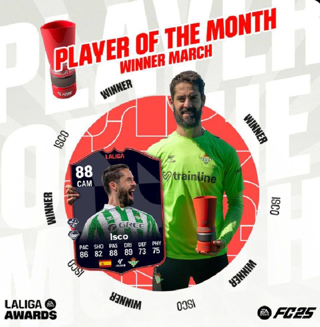 ایسکو به عنوان بهترین بازیکن ماه مارس لالیگا انتخاب شد