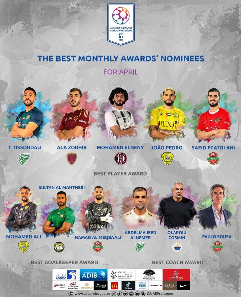 عزتاللهی، نامزد جایزه بهترین بازیکن ماه امارات