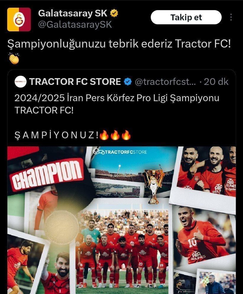 واکنشها به قهرمانی تراکتور؛ از پسر رئیس جمهور تا غول فوتبال ترکیه! +عکس