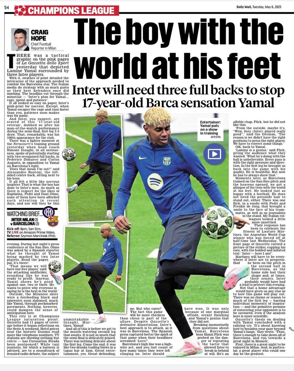 یامال، کابوس ۱۷ ساله اینتر: آیا "قفس سهنفره" نراتزوری برای مهار نابغه بارسا کافیست؟ / از "نقشه گاتزتا" تا خندههای عصبی اینزاگی!