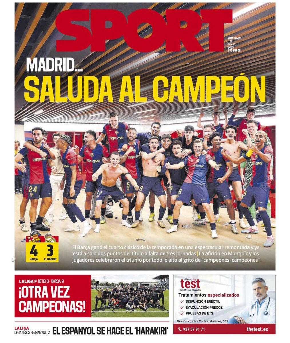 کری سنگین رسانه ورزشی کاتالانها برای رئال؛ مادرید، به قهرمان اسپانیا سلام کن!