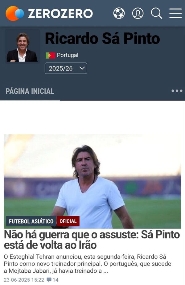 تمجید رسانه های پرتغالی از سرمربی آبی ها؛ ساپینتو یار جنگی استقلال!