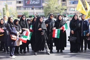 تصاویر تجمع جامعه ورزش بانوان در محکومیت اسراییل