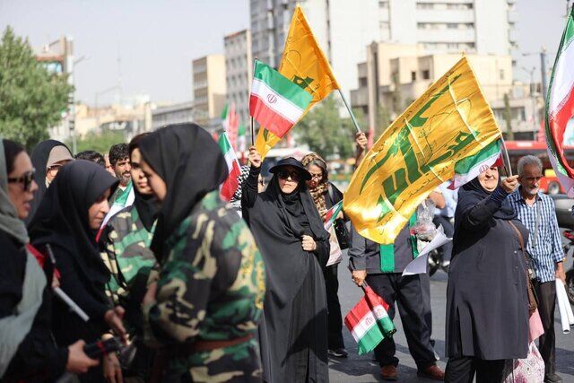 تصاویر تجمع جامعه ورزش بانوان در محکومیت اسراییل