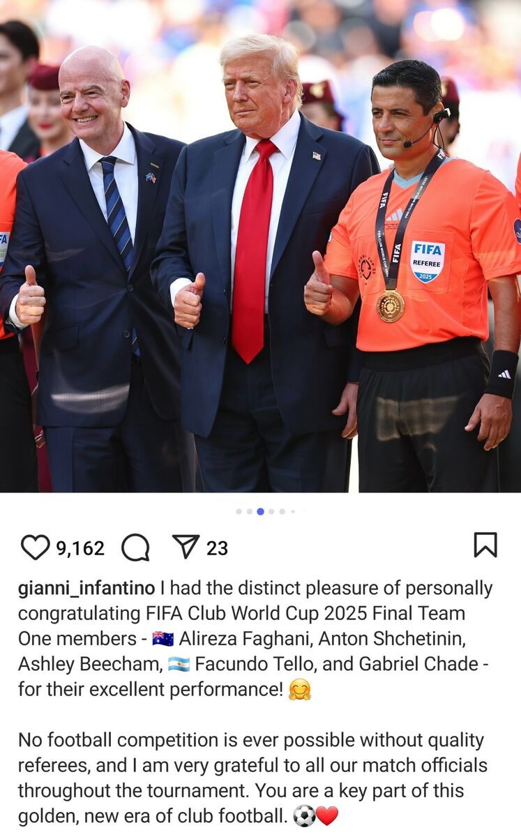 تشکر اینفانتینو از فغانی به عنوان داور استرالیایی: بدون تو ممکن نبود! +عکس