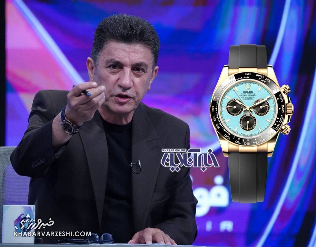 عکس| ساعت ۵,۵۰۰,۰۰۰,۰۰۰ تومانی قلعه‌نویی در برنامه فوتبال برتر