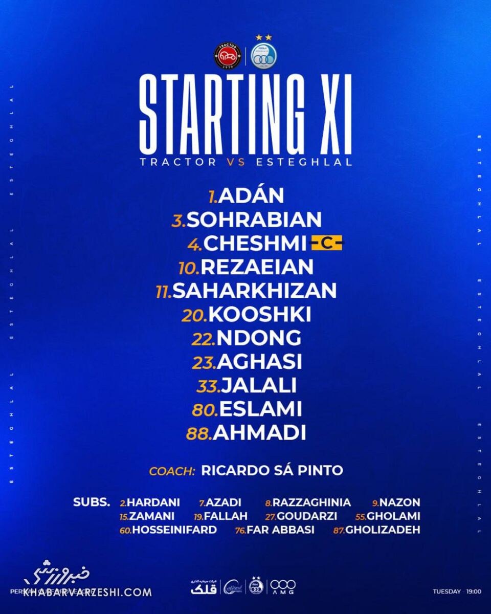 ترکیب استقلال مقابل تراکتور/ چهره هجومی تیم ساپینتو برای انتقام! +عکس