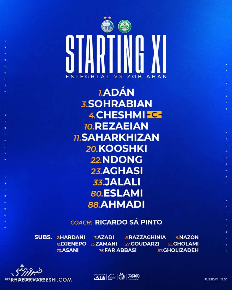 ترکیب استقلال مقابل ذوبآهن اعلام شد/ چهره تیم ساپینتو برای حمله به صدر