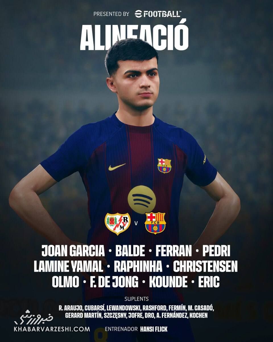 ترکیب بارسلونا مقابل رایو وایه کانو اعلام شد/ تغییرات فلیک برای ماندن در کورس صدرنشینی +عکس
