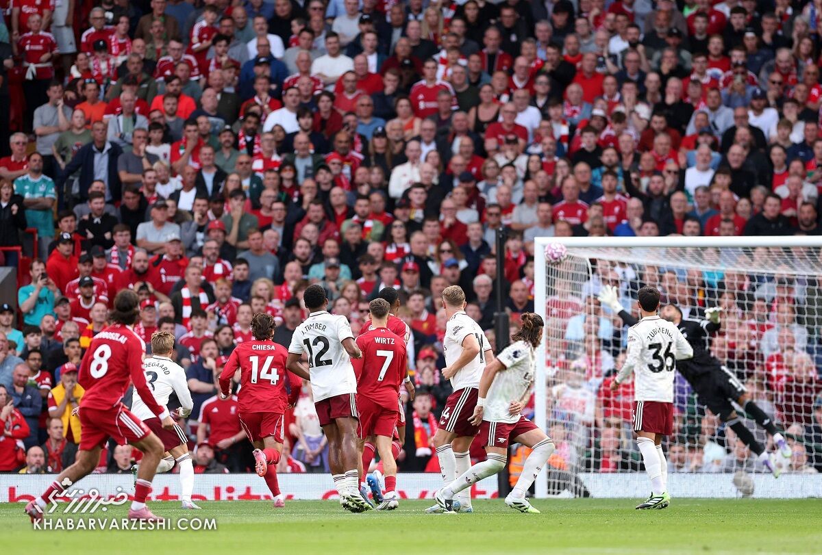 گل دومینیک سوبوسلای در دیدار لیورپول - آرسنال