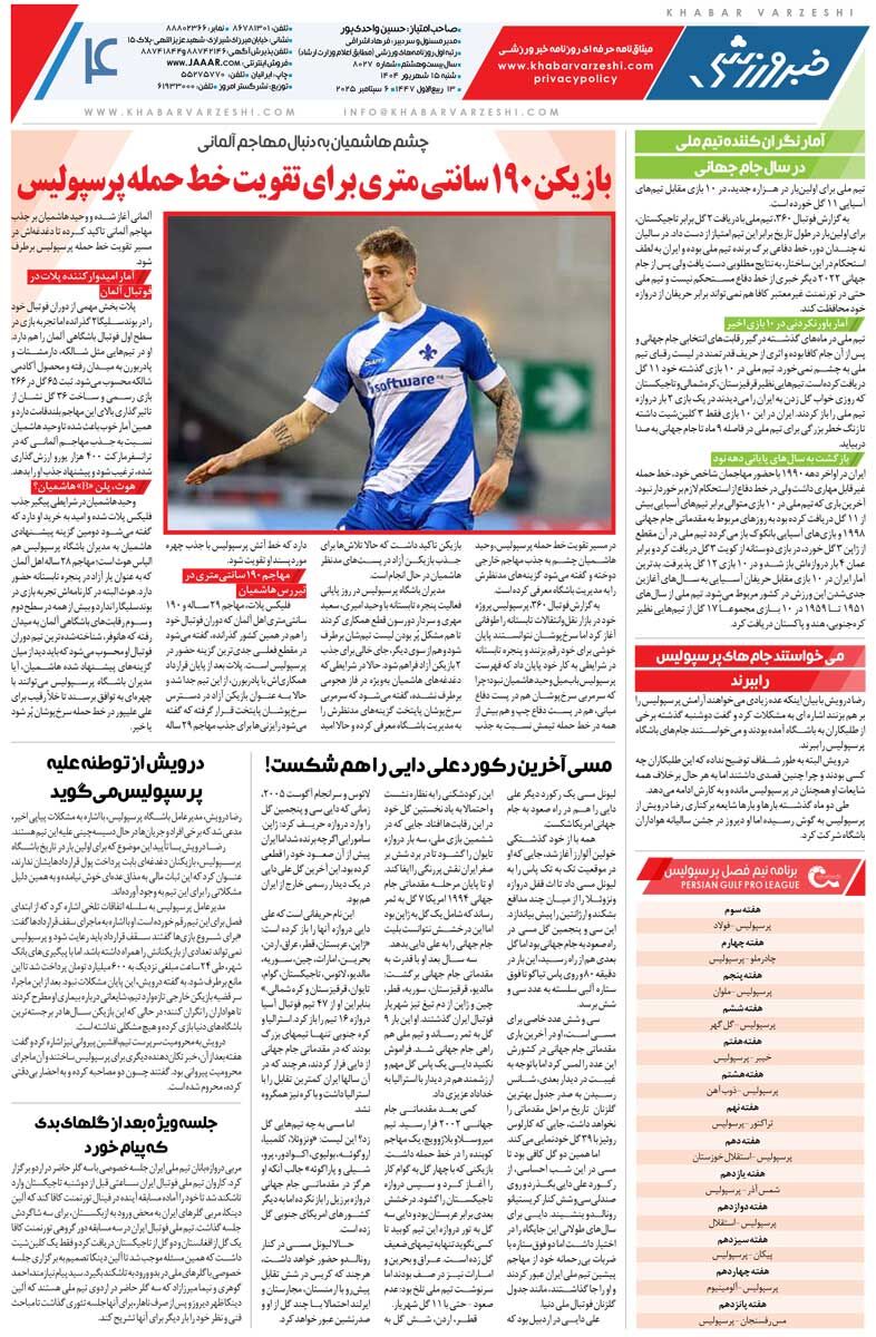 کامبک نه، سیلی خوردیم/ روزنامه خبرورزشی را رایگان بخوانید
