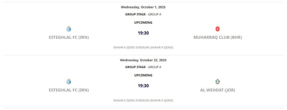 با اعلام AFC؛ محل میزبانی استقلال در آسیا رسما مشخص شد +عکس