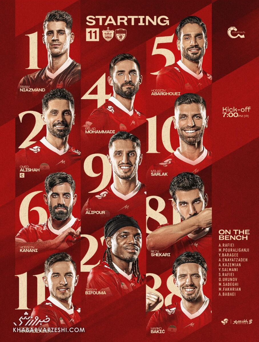 ترکیب پرسپولیس مقابل فولاد اعلام شد/ سورپرایزهای وحید هاشمیان در دفاع و حمله