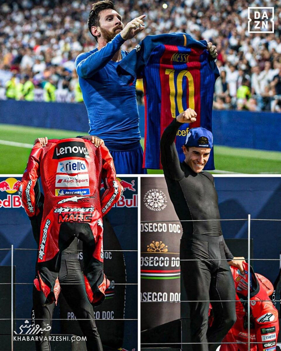 تقلید شادی جنجالی مسی!/ اقدام آتشین قهرمان موتورسواری! +عکس