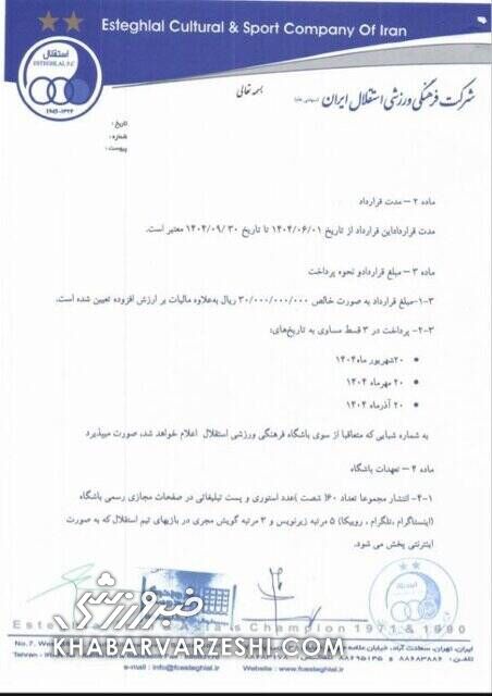 قراردادهای جدید استقلال