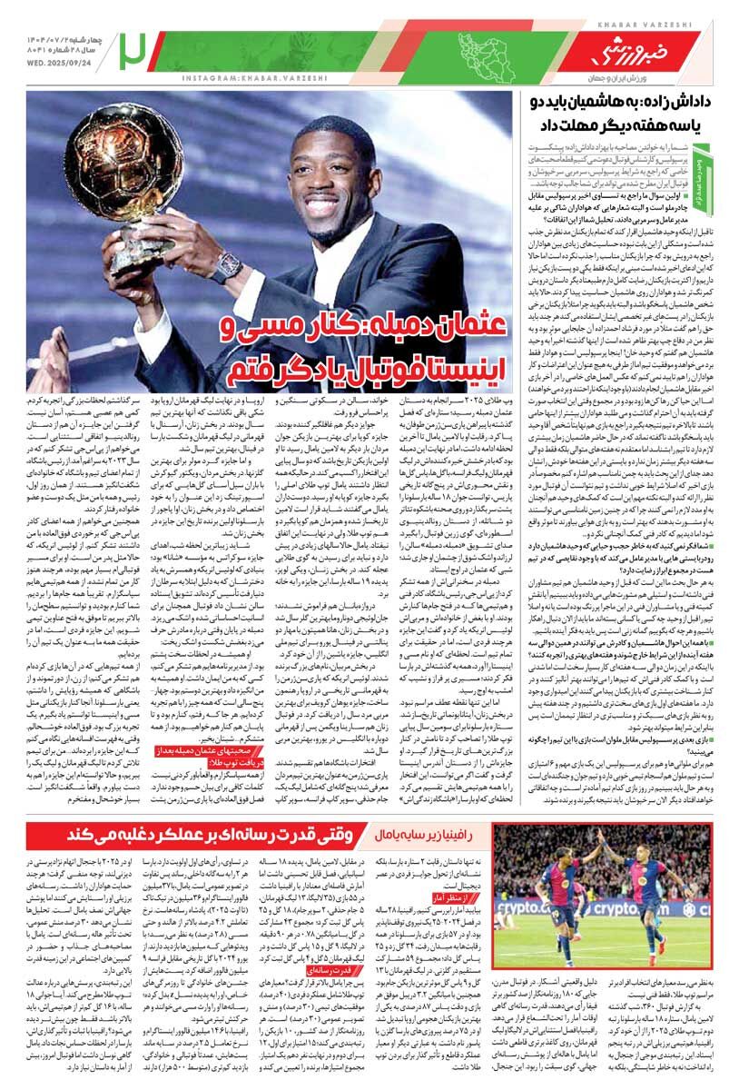 بردهای پرسپولیس از این هفته شروع می‌شود/ روزنامه خبرورزشی را رایگان بخوانید