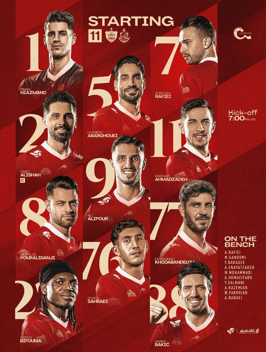 ترکیب پرسپولیس مقابل ملوان