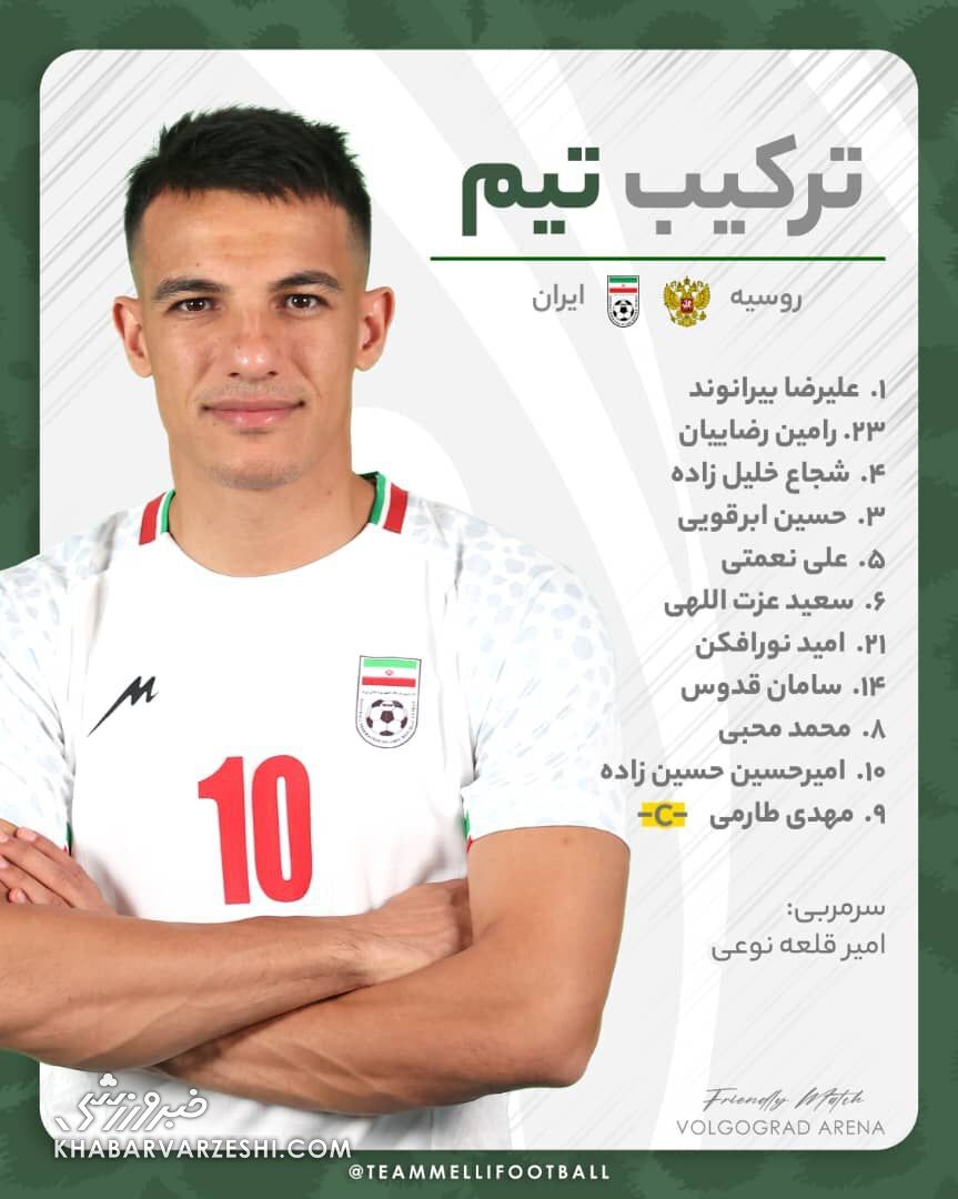 ترکیب تیم ملی فوتبال ایران مقابل روسیه/ تغییرات قلعهنویی با حضور بازیکن جدید +عکس