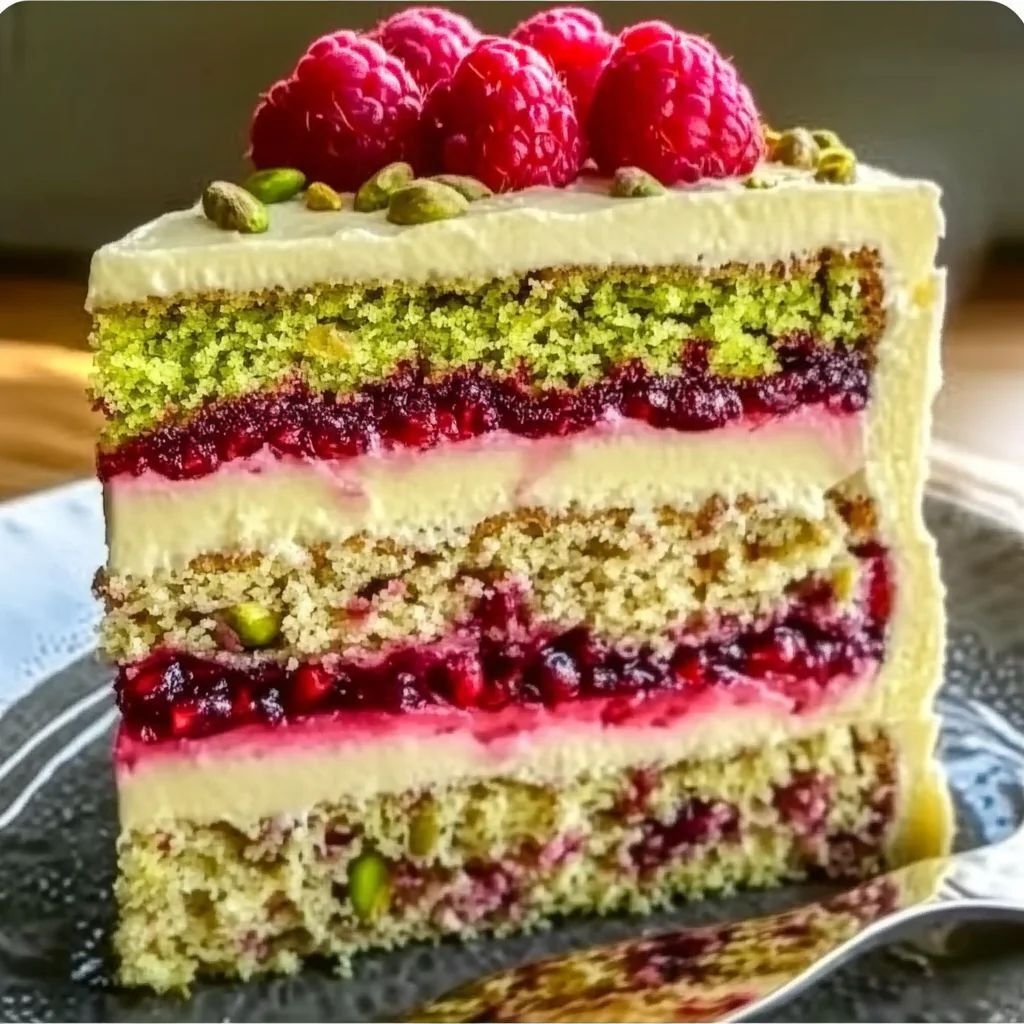  کیک یخی پسته و توت‌فرنگی