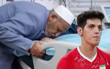 ویدیو| نجوای تلخ پدر وقتی دست صابر کاظمی را می‌بوسد؛ پاشو پسرم!