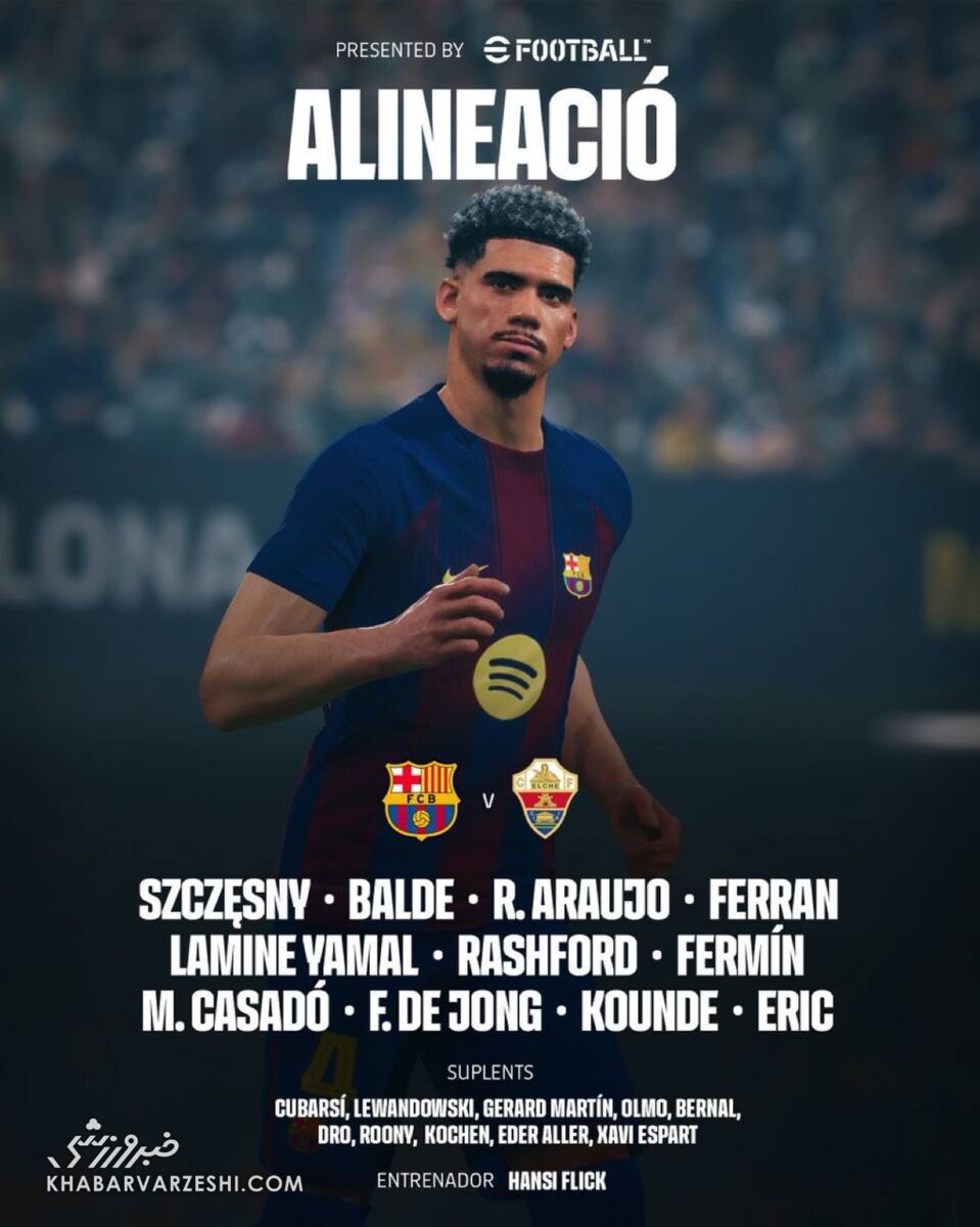 ترکیب بارسلونا مقابل الچه/ تغییرات فلیک با غیبت 2 ستاره بزرگ