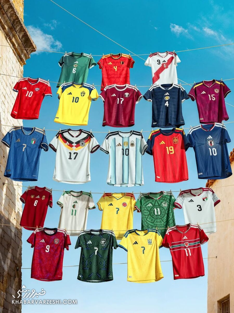 کیت ۲۲ تیم برای جام‌جهانی ۲۰۲۶/ رونمایی آدیداس از پیراهن آرژانتین، اسپانیا، ایتالیا، آلمان، ژاپن و قطر و … +عکس