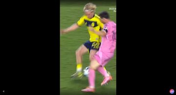 ویدیو| دو مرتبه لایی انداختن مسی به یک بازیکن نشویل!