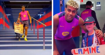 ویدیو| رفتار احساسی زیبا از آرائوخو؛ بردن کودک هواداران بارسلونا نزد بازیکن محبوبش!