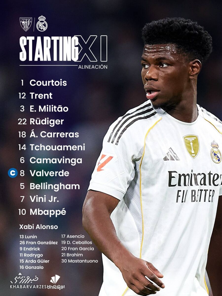 ترکیب رئال مادرید مقابل اتلتیکو بیلبائو اعلام شد +عکس