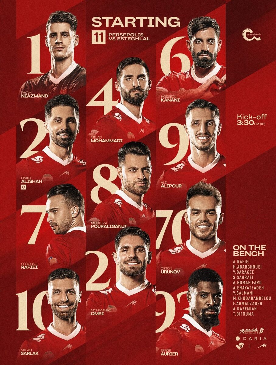 ترکیب نهایی پرسپولیس مقابل استقلال؛ هم امید فکس شد، هم اوریه