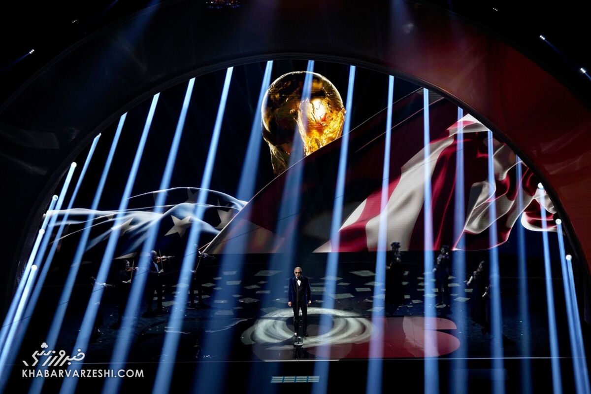 بوچلی در مراسم قرعه کشی جام جهانی 2026