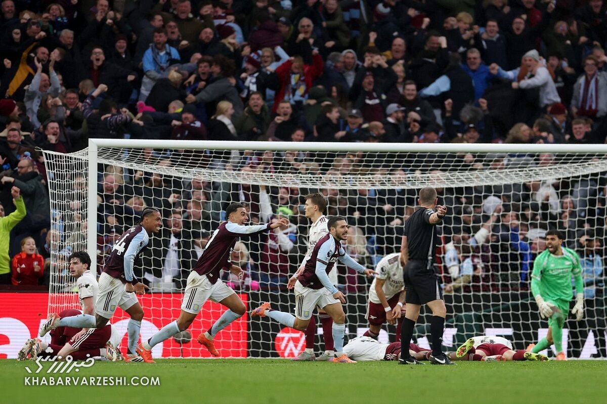 استون ویلا ۲ - آرسنال ۱/ توپچی‌ها در تله شیرها؛ صدر جدول به خطر افتاد