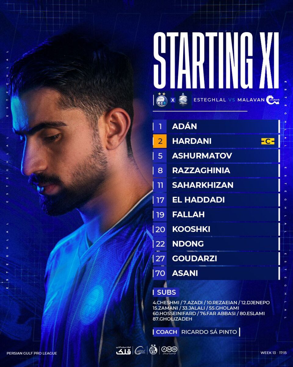 ترکیب استقلال در مصاف امروز با ملوان/ رامین و روزبه همچنان روی نیمکت!