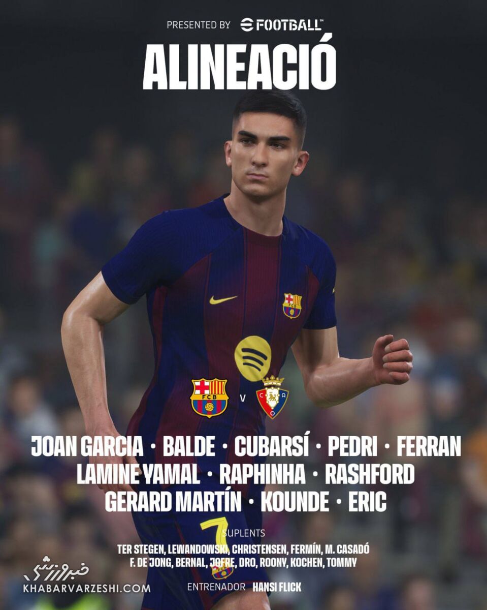 ترکیب بارسلونا مقابل اوساسونا/ چهره هجومی تیم هانسی فلیک عوض شد +عکس