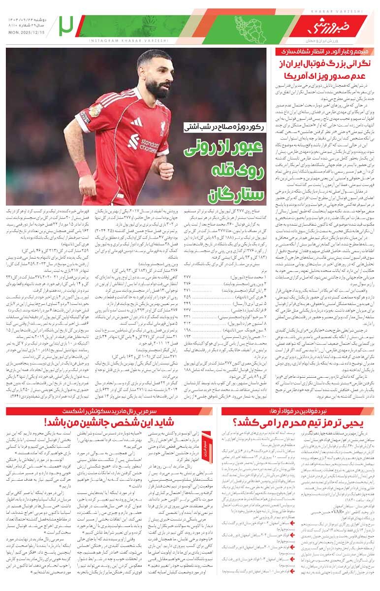 باز هم برای پرسپولیس گل می‌زنم/ روزنامه خبرورزشی را رایگان بخوانید