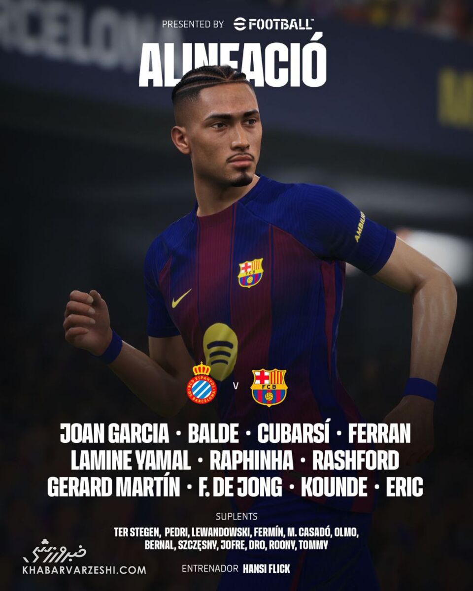 ترکیب بارسلونا مقابل اسپانیول اعلام شد/ تغییرات فلیک برای فتح دربی +عکس